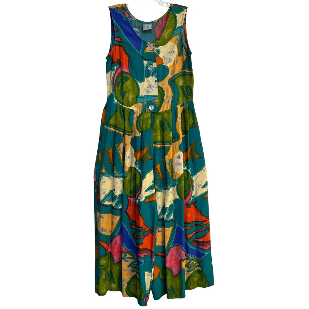 VTG 90s Rabbit Rabbit Designs Jumpsuit Wide Leg Palazzo 4 Abstract Art Pop Retro